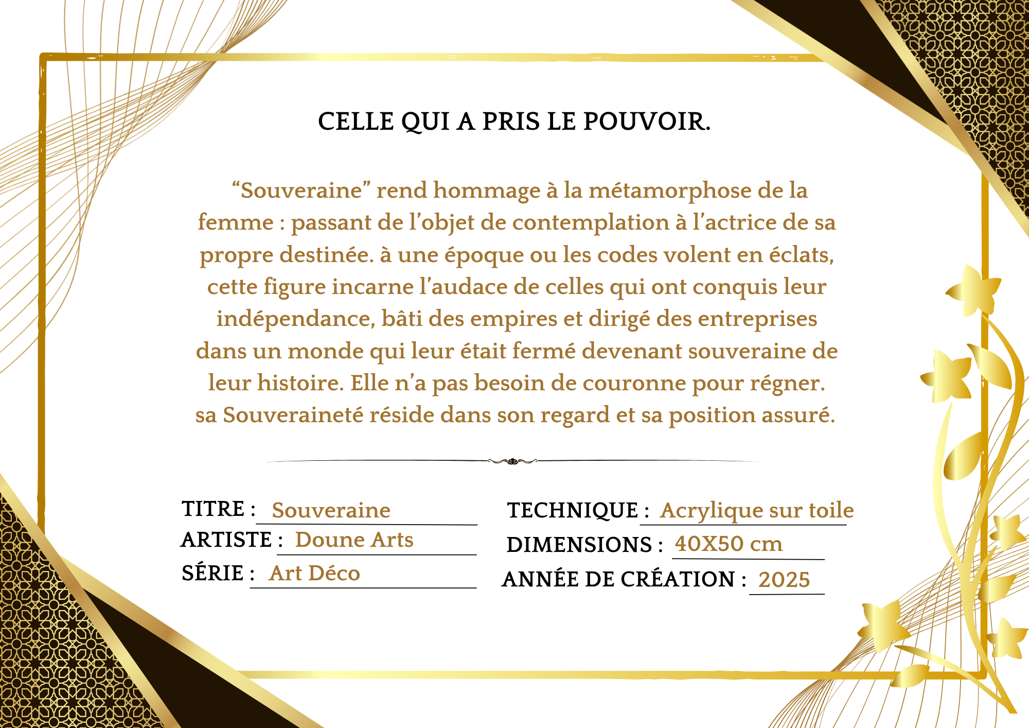 Peinture art déco "Souveraine" – Image 6