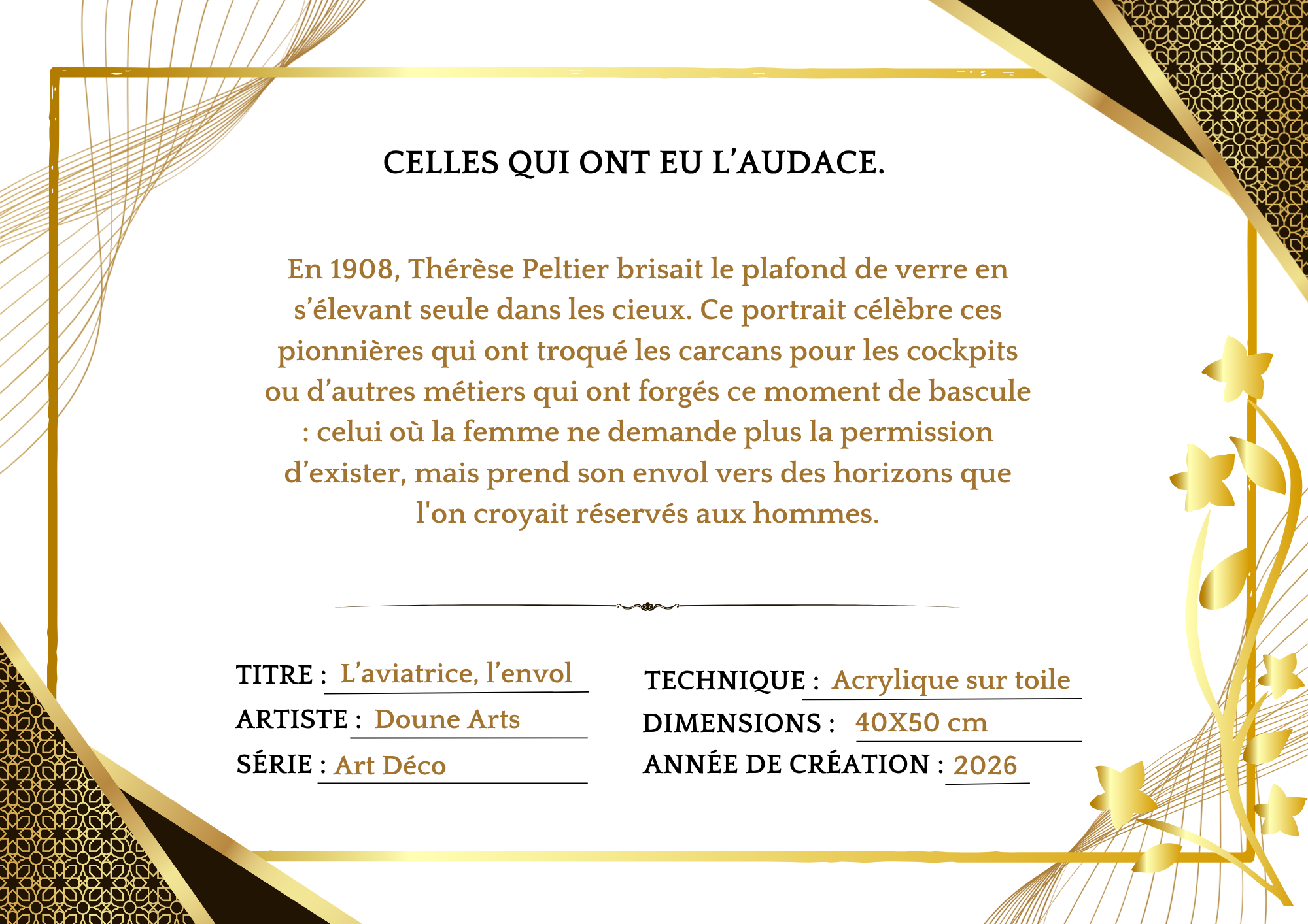 Peinture art déco "L'Aviatrice-l'envol" – Image 6