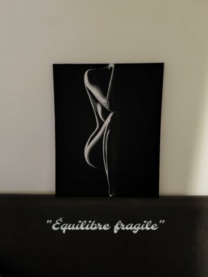 Peinture à double lecture "l'équilibre fragile" et "le Silence des courbes"