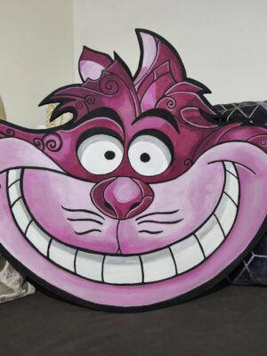 Tête du chat Cheshire en bois
