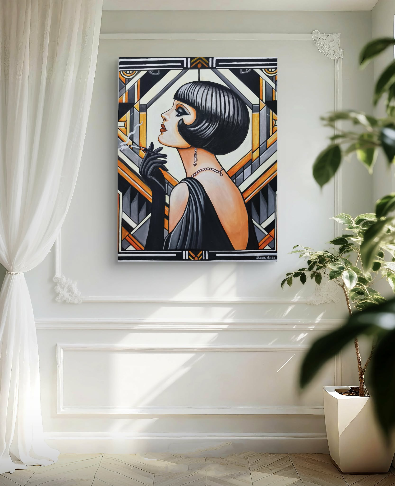 Peinture Art déco "L'héritière de soi-même" (Vendu)