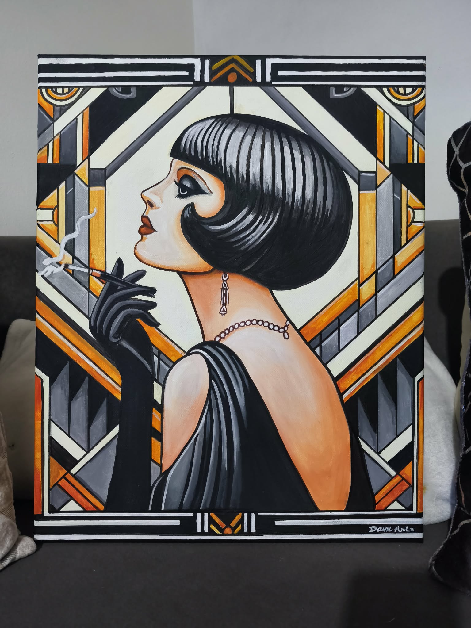 Peinture Art déco "L'héritière de soi-même" (Vendu) – Image 2