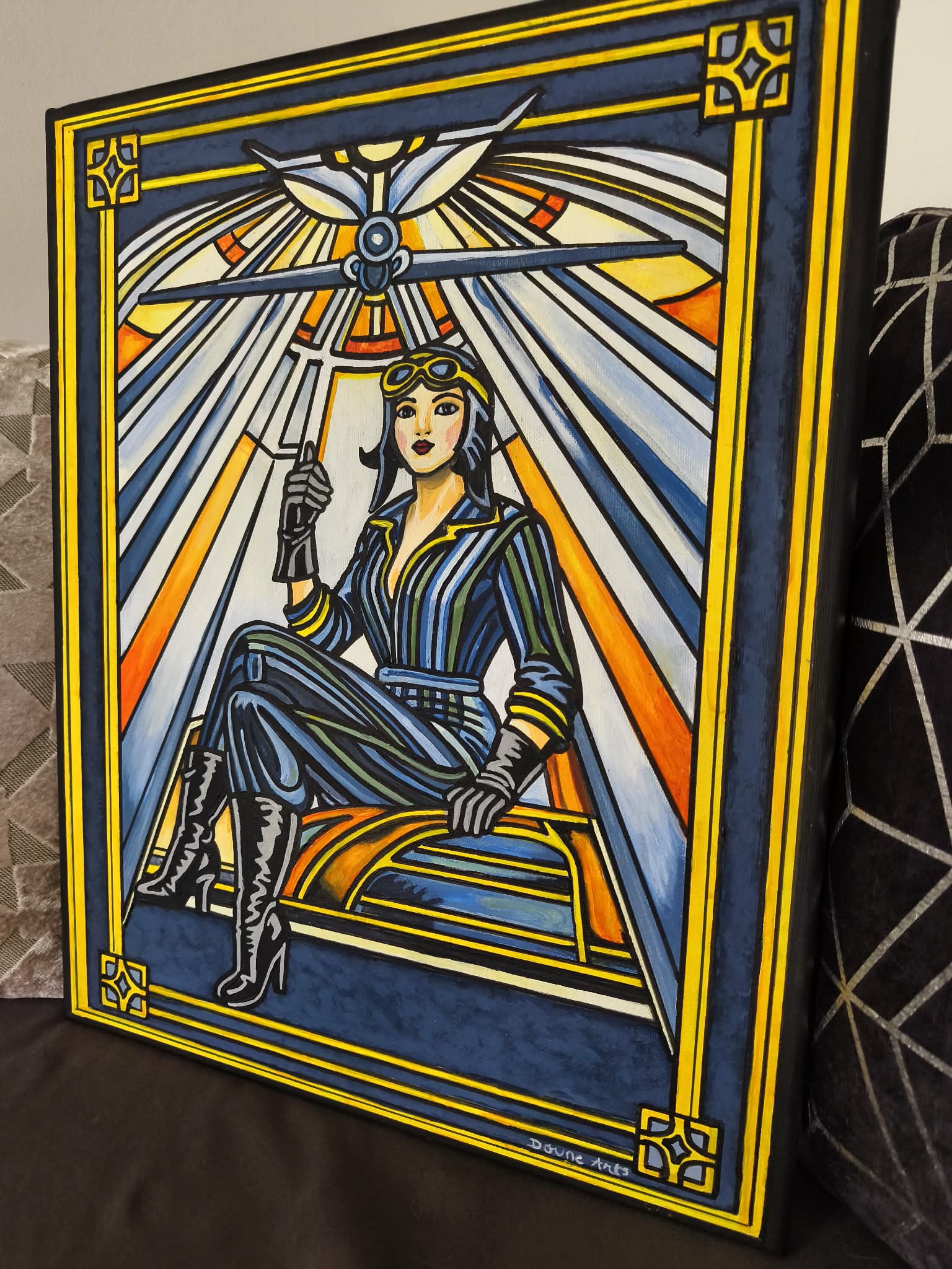 Peinture art déco "L'Aviatrice-l'envol" – Image 5