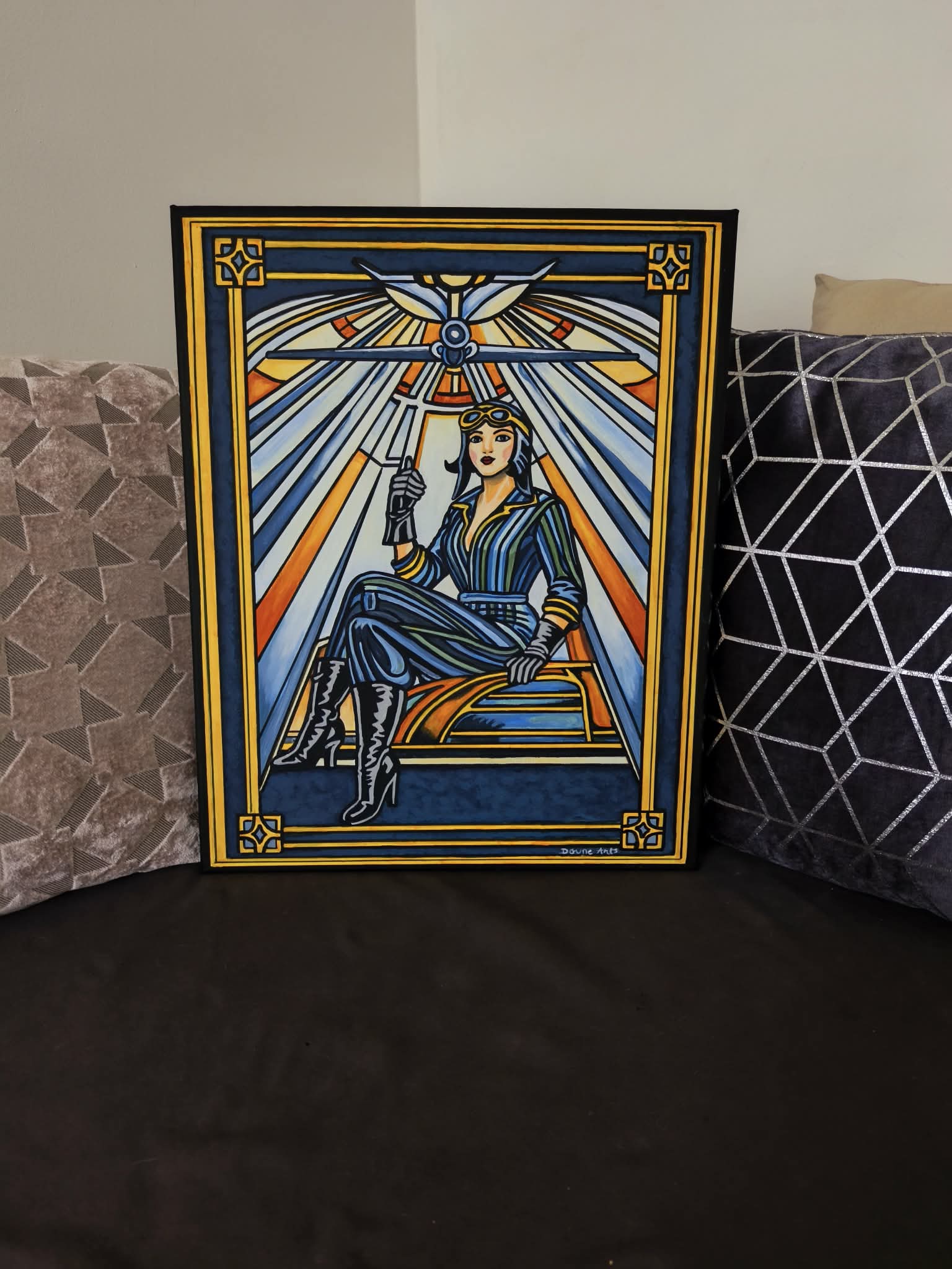 Peinture art déco "L'Aviatrice-l'envol" – Image 2