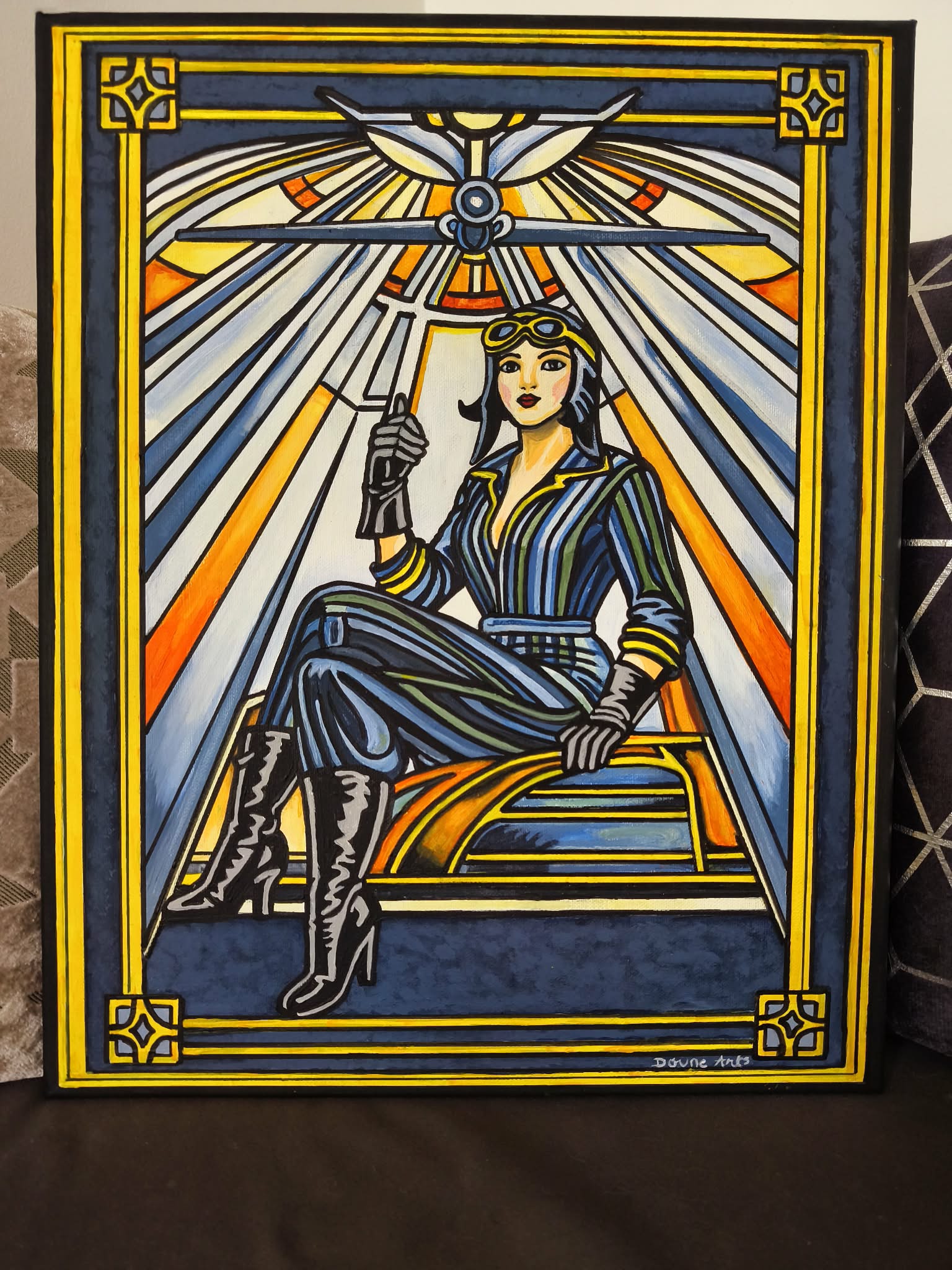 Peinture art déco "L'Aviatrice-l'envol" – Image 3