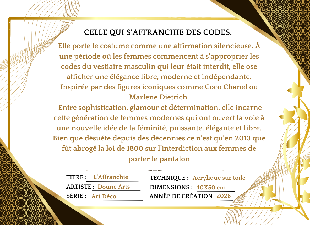 Peinture Art Déco "L'affranchie" – Image 4
